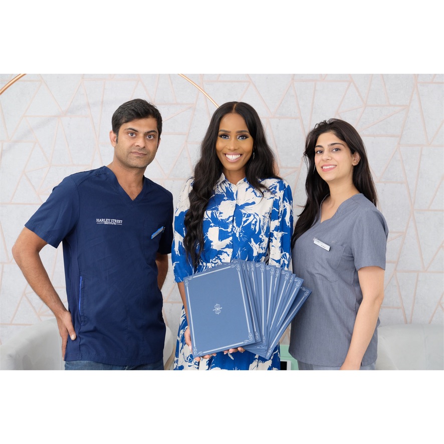 Aesthetic Training Success | Graduate Celebration at Harley Street Institute Celebrating successful completion of aesthetic medicine training at Harley Street Institute with qualified medical professionals ready to practice botox and filler treatments